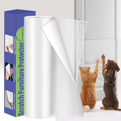 Cat Scratch Furniture Protector: Cat Anti Scratch Tape - Door Protector from Dog Scratching - Clear Training Self Adhesive Tape for Carpet, Sofa, Couch, Door(Transparent, 11.8" x 6.56FT) - size: 11.8" x 6.56FT