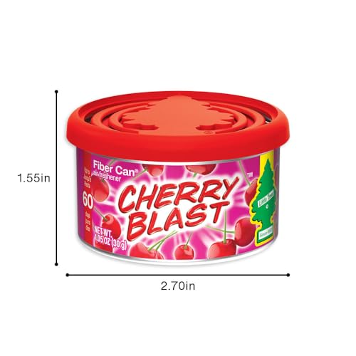 LITTLE TREES Car Air Freshener | Fiber Can Provides Long Lasting Scent for Auto or Home | Recycled Fiber | Cherry Blast, 4 Air Fresheners - color: Cherry Blast