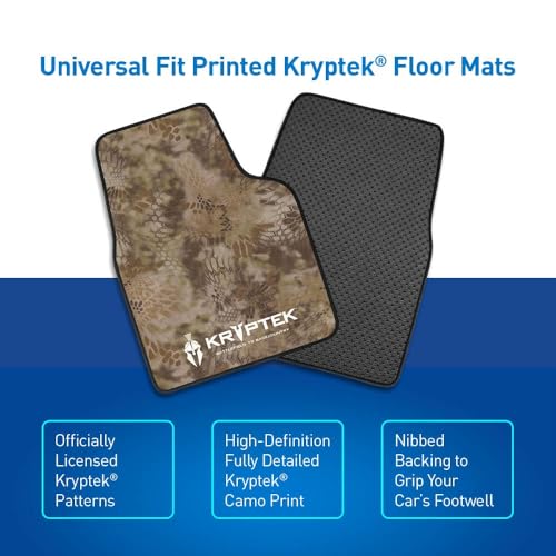 Coverking Universal Car Floor Mats Set of 2 (Front Driver and Passenger) Kryptek Highlander Camo - All-Weather Protection for Mud, Dirt, Rain, Spills, Non-Slip Backing, Fits Cars Trucks SUVs Jeeps - style: Kryptek Highlander