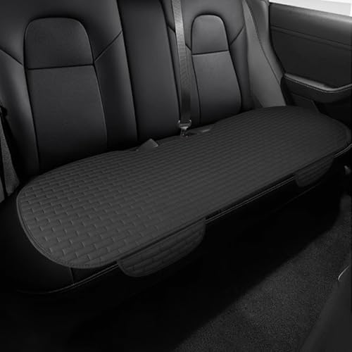 Car Rear Seat Cover, Breathable Linen Automotive Seats Cushion, Anti-Slip Vehicle Seat Pad with Storage Pocket, Universal Auto Seats Protection Mat (Black) - color: Black