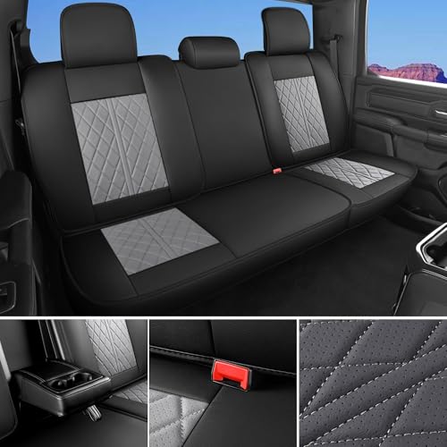 Custom Fit Chevy Silverado GMC Sierra 1500 2007-2026 2500/3500 HD Crew Cab Full Set Car Seat Covers - 5 Pack, Premium Faux Leather Truck Seat Protector with Airbag Compatible Design, BlackGrey - color: BlackGrey, size: Full Set