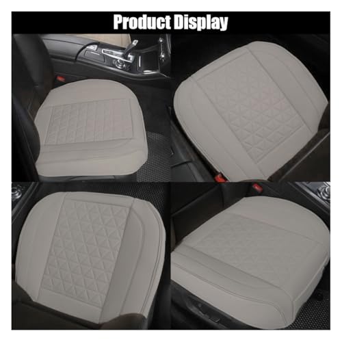 Leather Car Seat Cover, Auto Front Bottom Seat Cover Luxury Car Seat Protector Anti-Slip Waterproof Cushion Cover with Storage Pocket, for Most Cars, Trucks, SUVs (Light Grey)