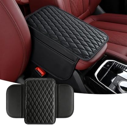 Car Center Console Cover, Upgraded Microfiber Car Armrest Cover Cushion, with 2 Storage Bags Scratch, Resistant Leather Cars Armrest Storage Box Universal Vehicles Accessories (Black) - color: Black