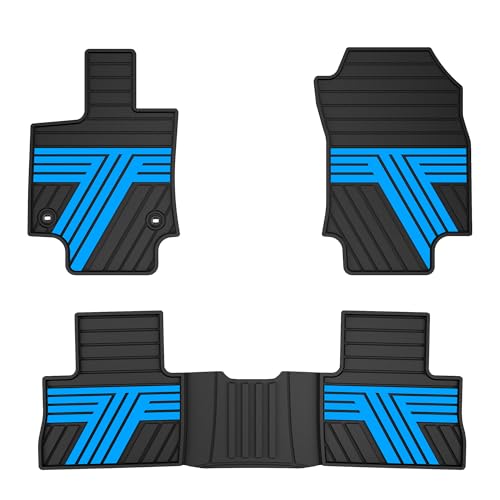 All Weather Floor Mats Custom Fit for Toyota RAV4 2019-2025 Waterproof Heavy Duty Anti-Slip Car Mats, 1st & 2nd Row Black & Blue - color: Black & Blue