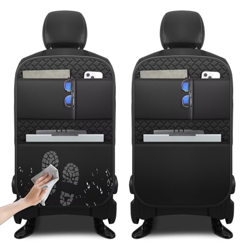 Back Seat Protector 2 Pack Fit For Jeep Grand Cherokee Car Kick Mats For Kids Upgraded Version with Storage Organizer Waterproof Dirt Proof Faux Leather Auto Accessories (Black) - color: #001 Black, size: For Jeep Grand Cherokee-2 Pack