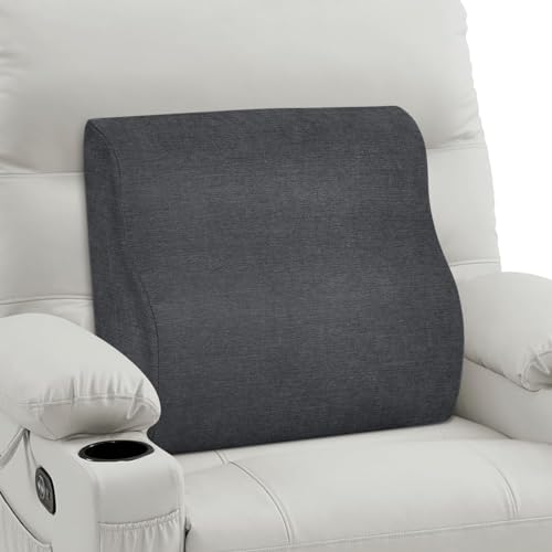 Back Support Pillow for Recliner Dual Layer Lumbar Support Pillow with Gel Memory Foam Ergonomic Orthopedic Lumbar Cushions for Elderly Lower Back Pain Relief Washable Cover Dark Grey - color: Dark Grey