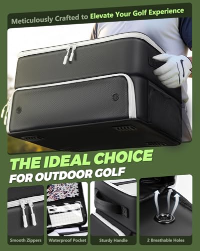 Golf Trunk Organizer, Golf Accessories for Men/Women to Storage Stuff and Gear, Cool Gifts for Golfers, Dad, Him/Her, Birthday or Father’s Day - color: Black