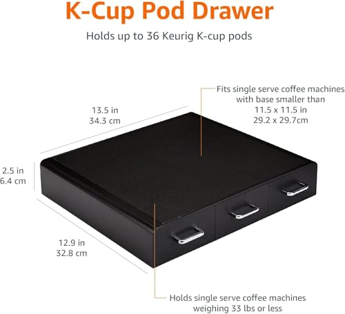 Amazon Basics K-Cup Compatible Coffee Pod Storage Drawer, 3 Easy-Open Drawers, 36 Pod Capacity, Black - size: (Pack of 1)