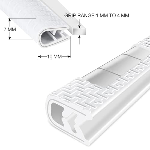 33Ft(10M) Long Car Door Edge Guards,U Shape Edge Trim Rubber Seal Protector Rubber Car Door Protector Car Protection Door Edge Anti-Collision Rubber Clips Fit for Most Car| White |