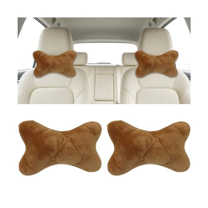 2PCS Car Headrest Pillow, Comfortable Ergonomic Design Vehicle Seat Neck Pillow for Driving Fatigue Relief, Soft Breathable Automotive Interior Head Rest Cushion Pad, Universal Fit (Khaki) - color: Khaki
