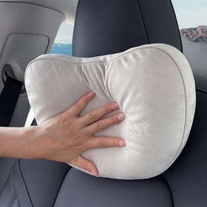 BlissfulNest Car Seat Headrest Pillows, 2 Pack, Suede Fabric, Car Neck Pillow Height Adjustable Thickness Adjustable Neck Pillow Designed to Fit All Cars - color: Suede Fabric Gray