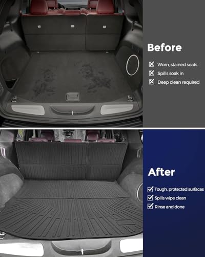 Full Set Floor Mats for Jeep Grand Cherokee 2011-2021 (Not for L), All-Weather Floor Mats+Cargo Liner+Backrest Protectors with Fastener Clips for Jeep Grand Cherokee 2011-2021 Accessories (11-Piece)