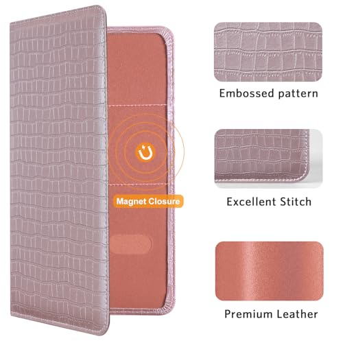 CoBak Car Registration and Insurance Holder - Vehicle Glove Box Car Organizer,Auto Truck Comparment Accessories Case with Magnetic Closure for Driver License,Cards - color: L-Crocodile Pink