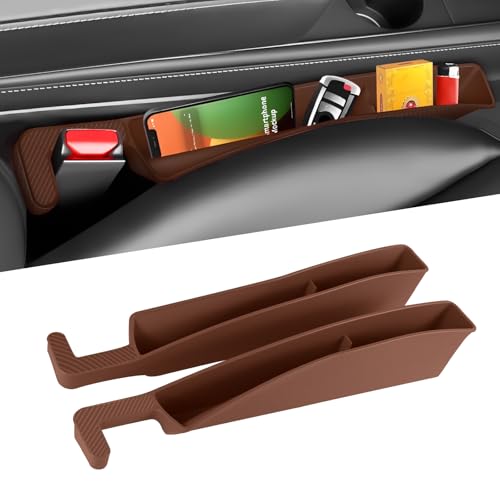 2PCS Car Seat Gap Filler Organizer, Car Seat Organizer, Multifunctional Seat Gap Storage Box for Phone Key, Fill The Gap & Stop Things from Dropping, Universal for Most Vehicles (Dark Brown) - color: Dark Brown