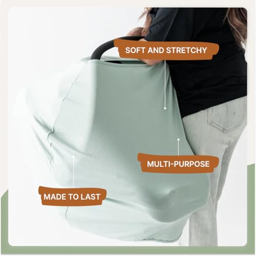 Parker Baby 4 in 1 Car Seat Cover for Girls and Boys - Stretchy Carseat Canopy, Nursing Cover, Grocery Cart Cover, High Chair Cover - Sage - color: Sage