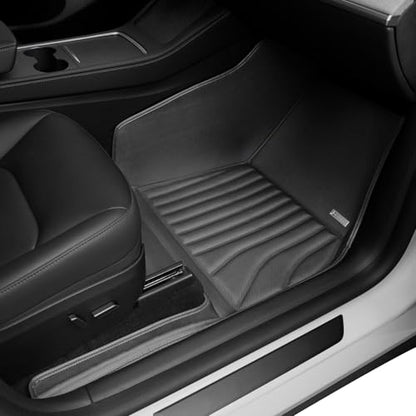 SUPER LINER 6-Piece Floor Mats & Cargo Liners Compatible with Tesla Model Y 2020-2024 5-Seat, 5D Laser Measured All-Weather Floor Liners with Trunk Frunk Mats & Door Sill Threshold Guards, Black - size: 6 PCS Compatible with Model Y 5-Seat | Large