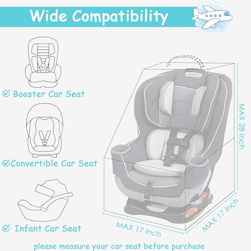 YOREPEK Padded Car Seat Travel Bag for Air Travel, Carseat Cover Backpack with Shoulder Straps, Large Carseat Gate Check Bag, Baby Travel Essential(Light Cyan) - color: Light Cyan