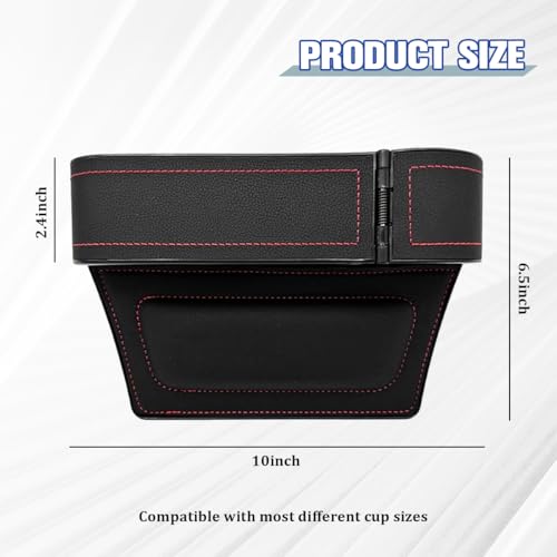 Car Seat Gap Filler Organizer with Cup Holder Expander, Leather Console Seam Filler Storage Box, Auto Front Seat Gap Organizer for Phones Keys Glasses, Universal Fit (Black/Red Passenger) - color: Black/Red, size: Passenger