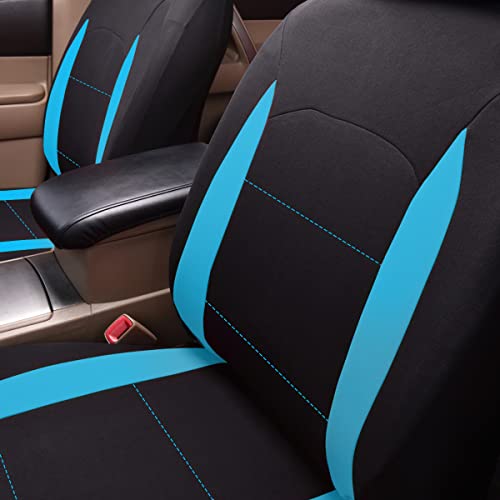 Flying Banner Car Seat Covers Front Seats Rear Bench Polyester car seat Protectors Easy installations Rear Bench Split Classic Man Lady Truck - color: Black & Mint Blue