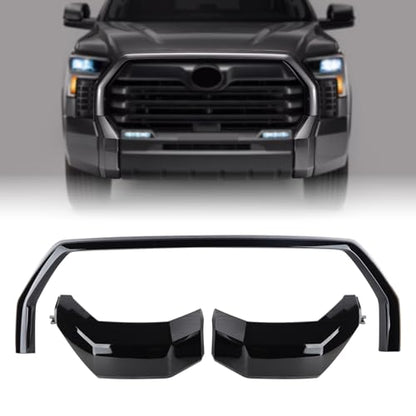 Gloss Black Front Bumper Grille Trim Molding Trim Molding Surround Compatible with 2022-2024 Toyota Tundra