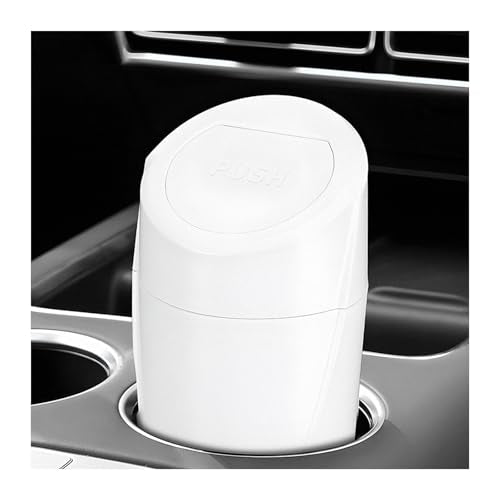 Car Trash Can Bin with Lid, Leakproof Portable Garbage Trash Bin Mini Cup Holder Organizer, Automotive Interior Dustbin Multipurpose Storage Container for Car Home Office (White) - color: White