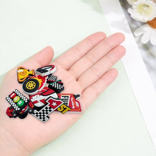 Premium Racing Shoe Charms Set, 9 Waterproof PVC Charms for Sandals, Backpacks, Wristbands and Accessories