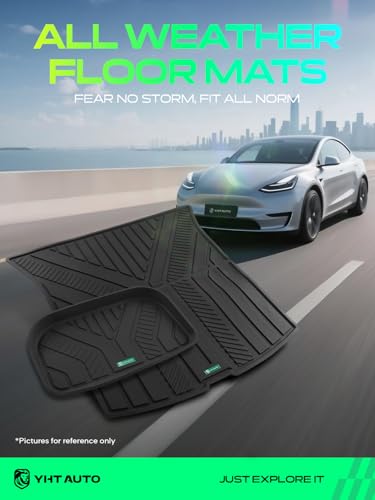 YHTAUTO Cargo Liners Compatible with Tesla Model Y Juniper 2025 2026, TPE Floor Liners All Weather Custom Fit, Cargo Trunk Mat & Lower Storage Mat, Set of 2, Black - style: Rear Lower Mat & Cargo Mat