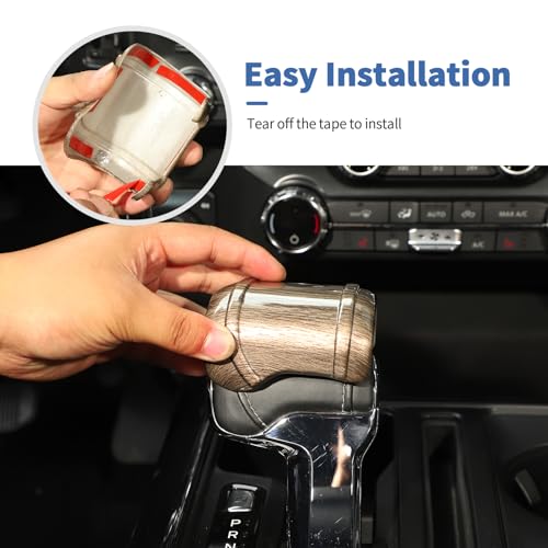 Gear Shift Knob Cover Stick Shifter Cap Cover Compatible with Ford F150 2021-2025+(Brown) - color: Brown