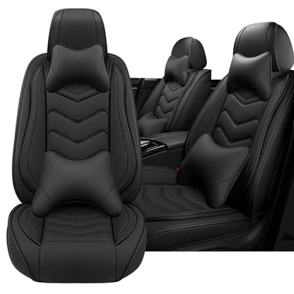Car Seat Cover for KIA Soul 2010-2025, Driver's Seat Covers,Non-Slip Waterproof seat Cover,Wear-Resistant Nappa Leather car seat Covers. (Luxury 2 Seats/Pure Black) - color: Pure Black, size: Luxury 2 Seats