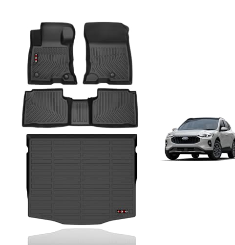 KELCSEECS Floor Mats & Cargo Liner for 2026 2025 2024 2023 2022 2021 2020 Ford Escape Hybrid All Weather Car Mats Cargo Mat Trunk Mat Ford Escape Floor Mats Accessories - style: 11)For 2020-2026 Ford Escape Hybrid Full Set