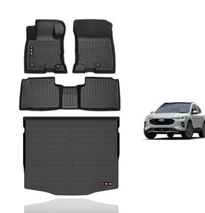 KELCSEECS Floor Mats & Cargo Liner for 2026 2025 2024 2023 2022 2021 2020 Ford Escape Hybrid All Weather Car Mats Cargo Mat Trunk Mat Ford Escape Floor Mats Accessories - style: 11)For 2020-2026 Ford Escape Hybrid Full Set