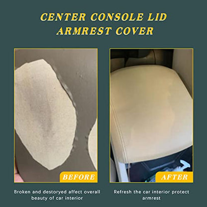 A ABIGAIL Center Console Armrest Cover Compatible with 2009 2010 2011 2012 2013 2014 2015 Honda Pilot Auto Leather Suture Console Lid Cover Replacement (Beige) - color: Beige, size: Center