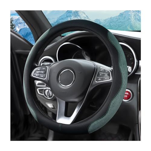 zipelo 14.5"-15" Car Steering Wheel Cover, Auto Interior Wheel Protector with Durable Soft Breathable Anti-Slip Linging Leather, Universal for Vehicles Trucks SUVs Accessories for Men Women (Green) - color: Green