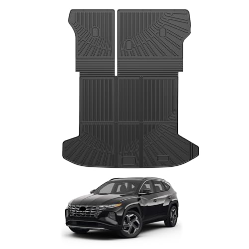 Mixsuper Cargo Liner for Hyundai Tucson 2022-2025 2026 Gas (Non for Hybrid& Plug-in Hybrid), All Weather Trunk Mat Backrest Mat TPE Back Seat Cover Protector for Tucson Accessories - size: 22-26 |Tucson| Cargo & Backrest Mat
