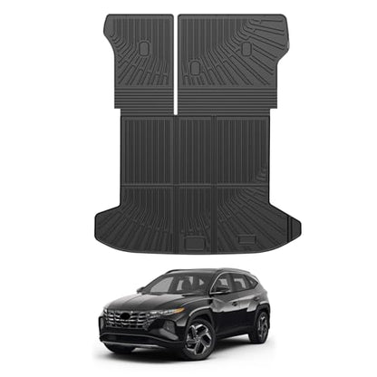 Mixsuper Cargo Liner for Hyundai Tucson 2022-2025 2026 Gas (Non for Hybrid& Plug-in Hybrid), All Weather Trunk Mat Backrest Mat TPE Back Seat Cover Protector for Tucson Accessories - size: 22-26 |Tucson| Cargo & Backrest Mat