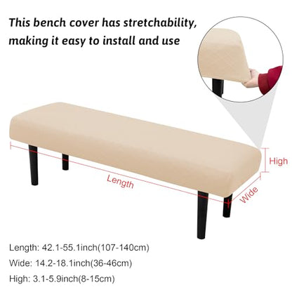 Stretch Bench Covers, Printed Bench Seat Protector, Washable Slipcover, Rectangle Covers for Dining Room, Living Room, Kitchen (Argyle Cream) - color: Argyle Cream