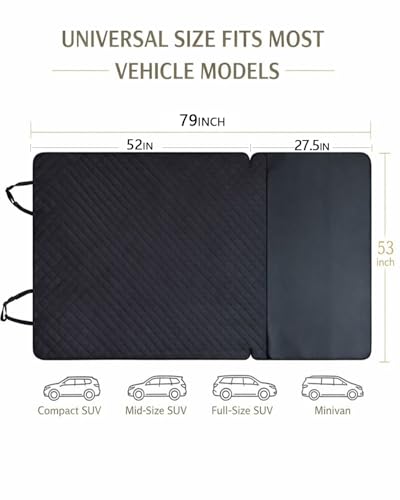 Waterproof SUV Dog Cargo Liner Mat - Heavy Duty Pet Seat Cover for SUV Sedan Van, Non-Slip Back Trunk Protector with Bumper Guard, Large Universal Fit (Black) (CHBX-D-01)