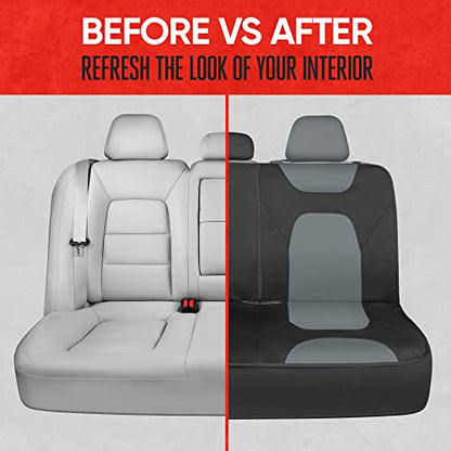 Motor Trend AquaShield Waterproof Gray Rear Split Bench Seat Covers for Trucks Rear Seat Cover Only - Black Car Seat Covers, Back Seat Cover Only - Durable Neoprene Spill Resistant for Kids & Dogs - color: a2-Black & Gray Bench
