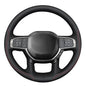 MEWANT Hand Stitch Steering Wheel Cover for Dodge Ram 1500 Laramie Big Horn 2019-2021 Black Faux Leather Steering Wrap - color: Black Faux Leather&Red&Black Thread