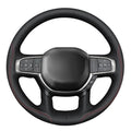 MEWANT Hand Stitch Steering Wheel Cover for Dodge Ram 1500 Laramie Big Horn 2019-2021 Black Real Leather Steering Wrap - color: Black Real Leather&Red&Black Thread