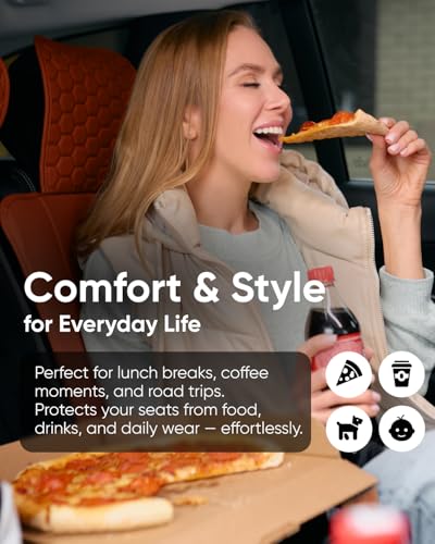 Eco-Leather Car Seat Cover – Luxury Universal Driver Seat Protector for Cars, SUVs, Trucks (Brown Front Back) - color: Brown Front Back