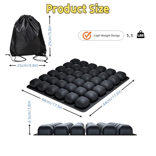 Inflatable Travel Seat Cushion with Built-in Pump - Compact Airplane Seat Cushion for Long Flights - Ergonomic Air Pad for Car, Stadium Bleachers & Desk Chair Comfort (Dark)