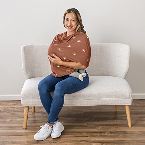 Itzy Ritzy 4-in-1 Nursing Cover, Car Seat Cover, Shopping Cart Cover & Infinity Scarf – Breathable, Multi-Use Nursing Cover Up for Breastfeeding, Carseat Canopy & Stroller Cover (Terracotta Sunrise) - color: Terracotta Sunrise