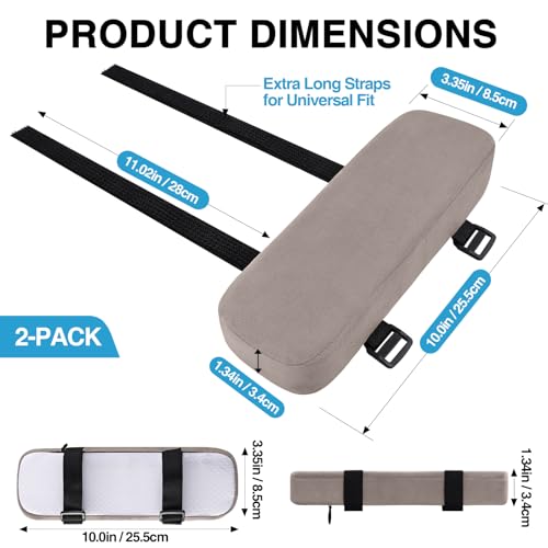 Smiry Ergonomic Office Chair Armrest Pads, Memory Foam Arm Rest Covers, Non-Slip Armrest Cushion with Adjustable Buckles and Straps, Elbow Relief for Desk, Gaming & Wheelchair (Taupe, Set of 2) - color: Taupe