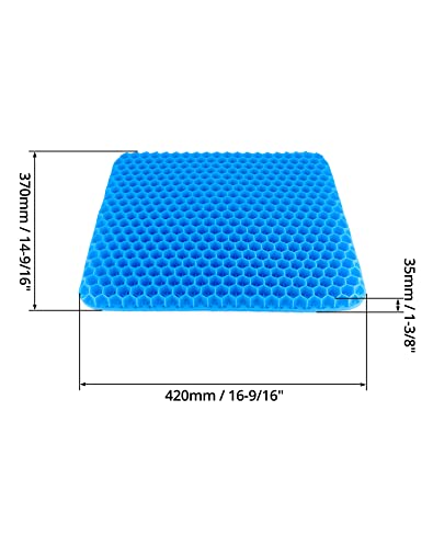 QWORK Gel Seat Cushion, Gel Cushion, Cool & Breathable & Non-Slip for Car, Office, Home, Wheelchair (Blue, 40 x 35 x 3.2 cm)
