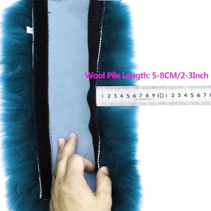 OGLAND Long Wool Fluffy Sheepskin Seat Belt Covers, Fuzzy Seatbelt Pads for Adults Kids Women Universal Car 2 Pack (Black) - color: Black, size: Long Wool