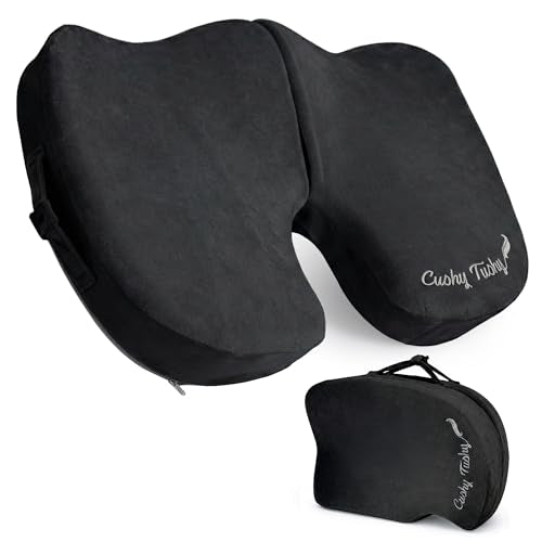Premium Foldable Travel Seat Cushion - for Relief of Lower Back, Sciatic, Butt and Tailbone Pain - for Home & Office Use, Perfect for Travel or Driving - Coccyx Seat Cushion - color: Black, size: Regular