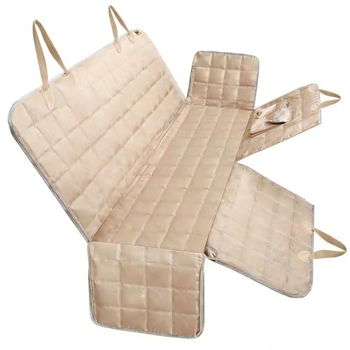 Bark Lover Dog Car Seat Cover for Back Seat Dog Seat Cover Hammock for Truck SUV - Waterproof Pet Car Seat Protector for Backseats,Beige Regular - color: Beige, size: Regular 54"W x 58" L
