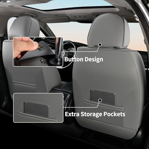 Car Seat Covers Front Set, Black Car Seat Cover, Breathable Premium Leather Seat Covers, Automotive Vehicle Seat Covers for Cars Trucks Vans SUVs Sedans (Grey Black) - color: Gary&Black, size: Frontpair