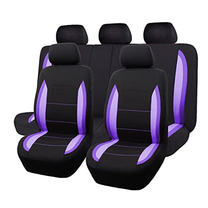 Flying Banner Car Seat Covers Front Seats Rear Bench Polyester car seat Protectors Easy installations Rear Bench Split Classic Man Lady Truck - color: Black Purple & Light Purple